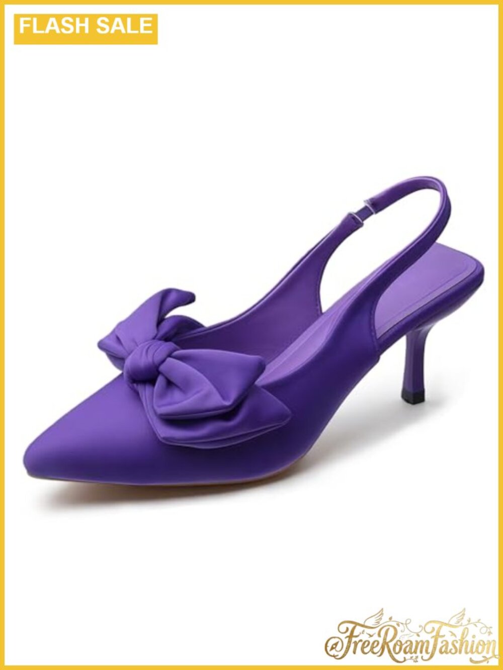Women's Bow Slingback Pumps Pointed Toe Kitten Heels Dress Shoes